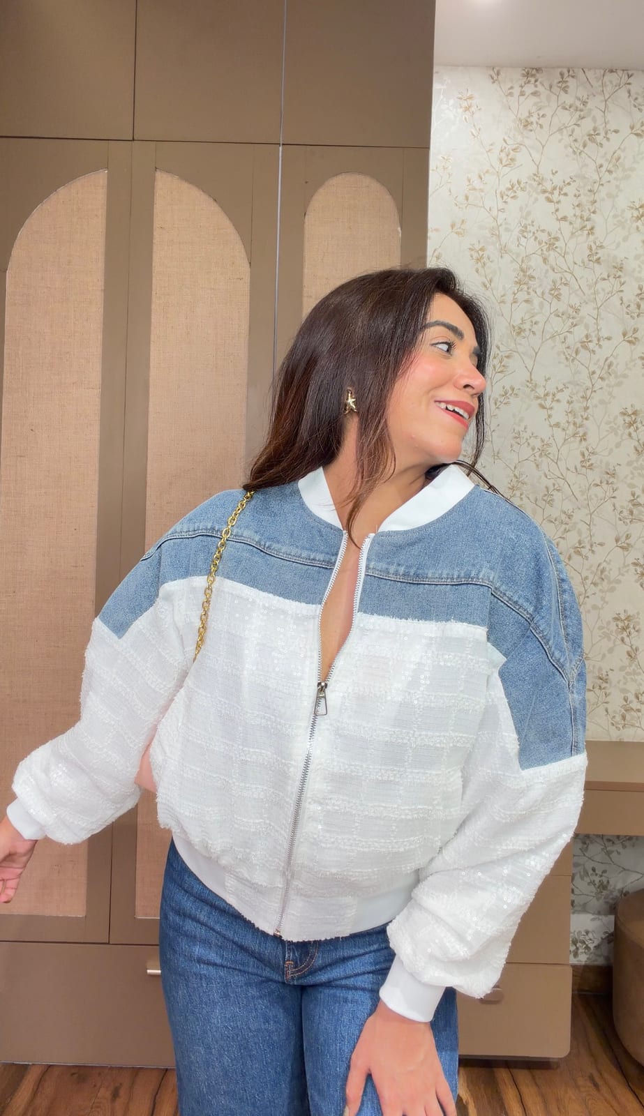 Chameleon Dual-Tone Denim Bomber image 3