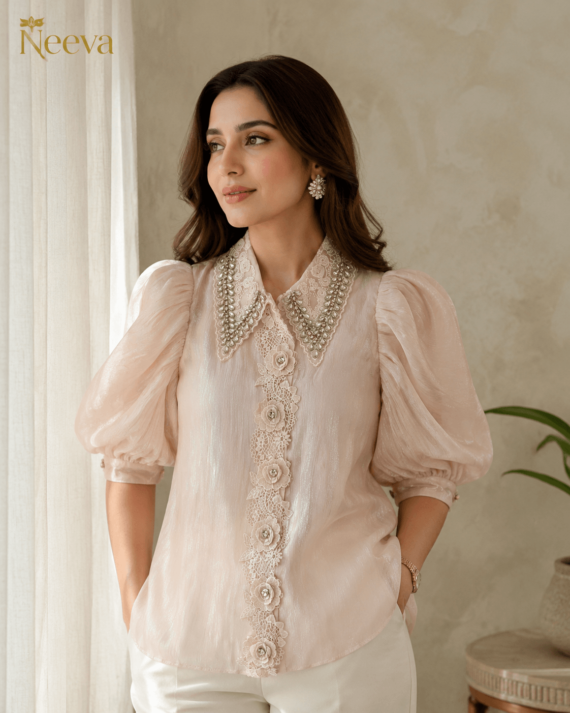 Champagne Flora Embroidered Top image 2