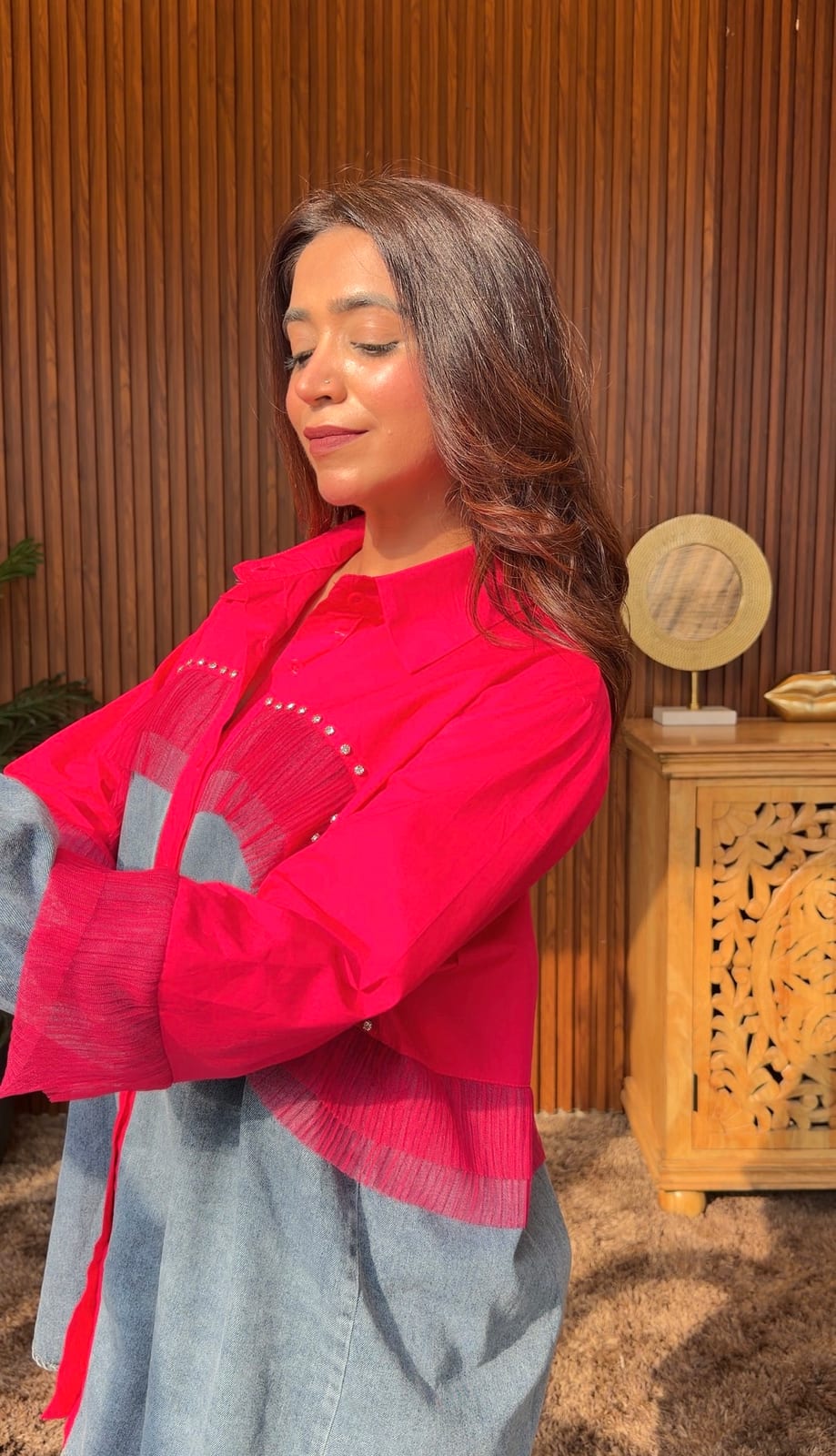 Luxe Pink Denim Shirt
