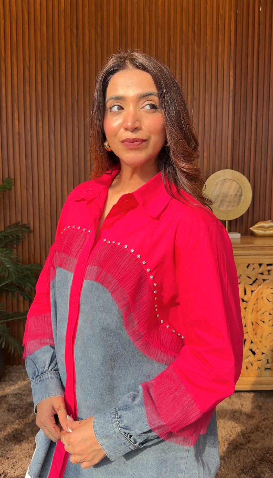 Luxe Pink Denim Shirt image 2