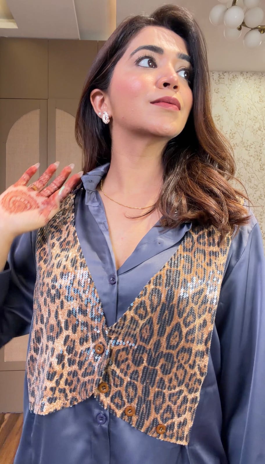 Midnight Spark Sequin Vest Shirt