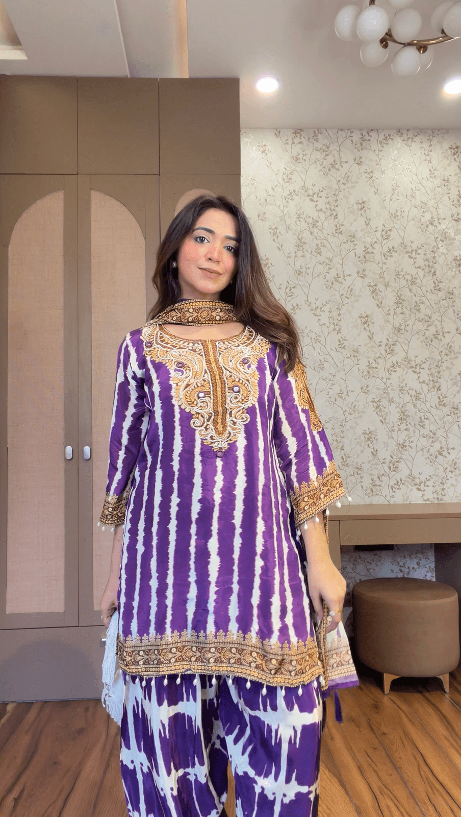 Plum Royale Embroidered Suit Set image 2