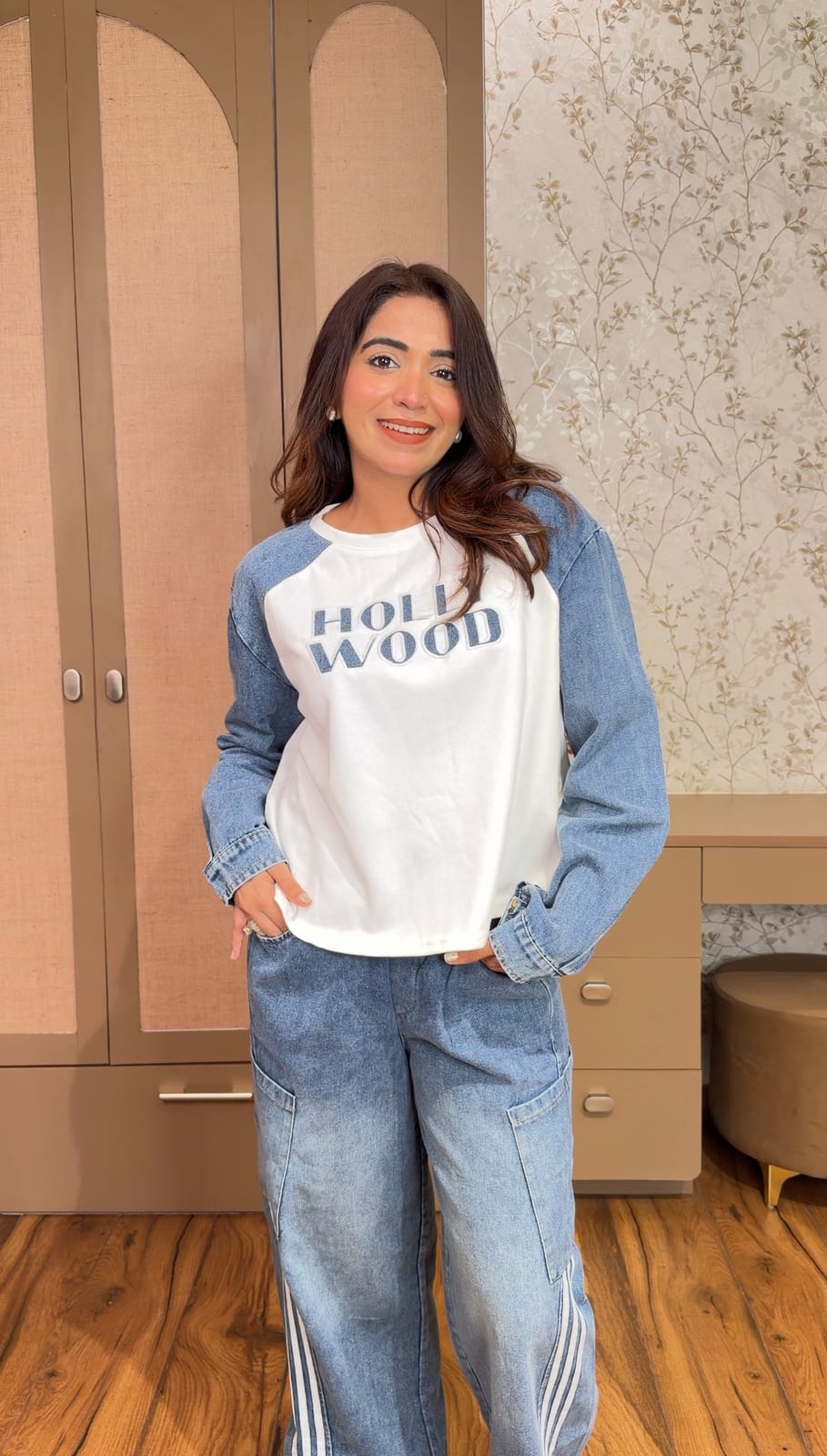 Veyra Denim-Sleeve Co-ord Set