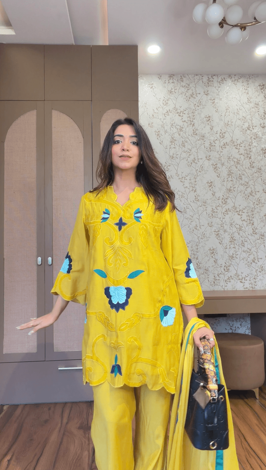 Yellow Bloom Embroidered Suit Set