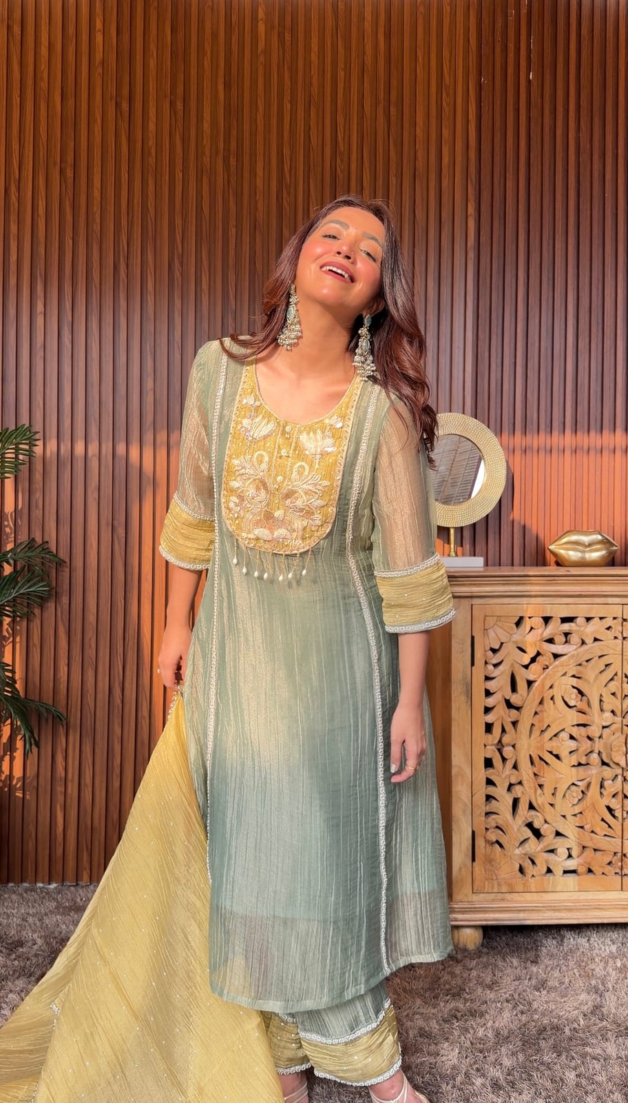 Zareen Sage Embellished Set