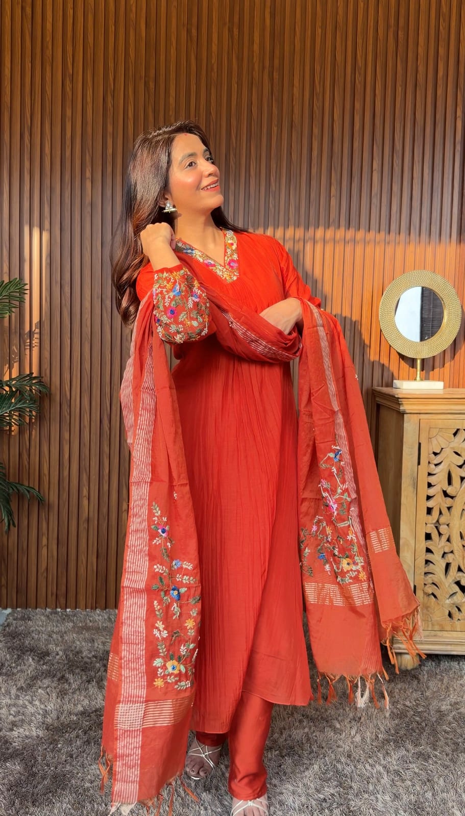 Zehra Coral Suit Set